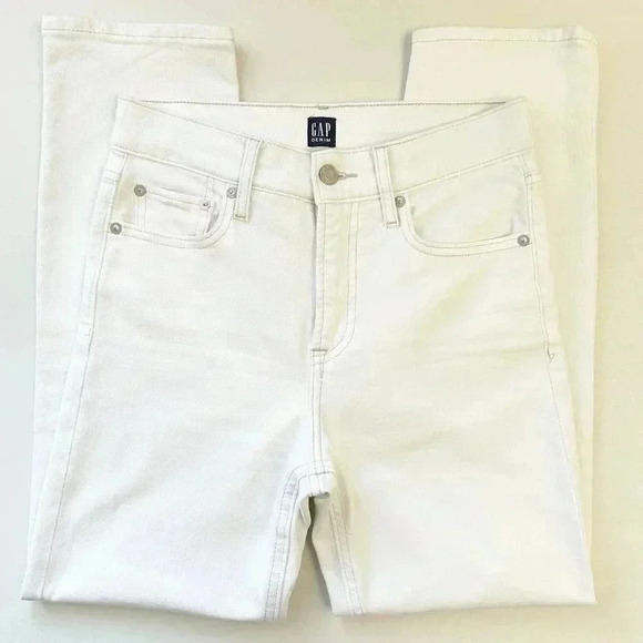 Gap Cheeky Straight Leg Jeans High  Rise Ankle Cropped Denim Off White Size 25 - Picture 13 of 16